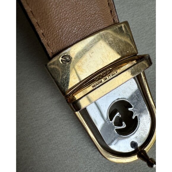 Gucci Vintage Buckle Croc Embossed Black Leather Belt 45 In - Picture 3 of 8